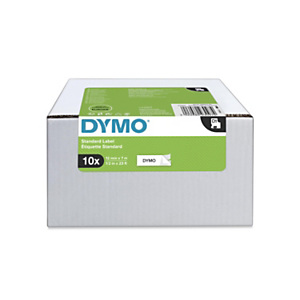 Dymo D1 2093097 Ruban pour titreuse, écriture Noir / fond Blanc - 12 mm x 7 m, modèle S0720530 - Boîte de 10 rubans