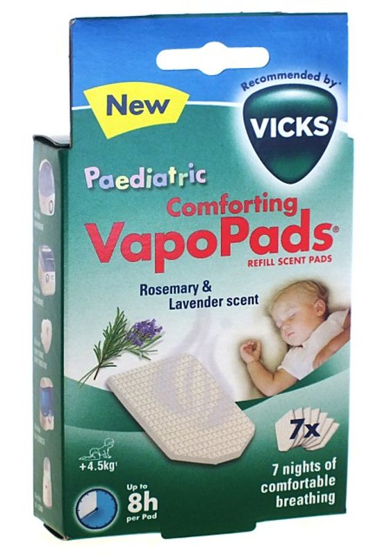 Vicks Pediatric Comforting VapoPads ricariche al rosmarino e lavanda +3m 7 pezzi