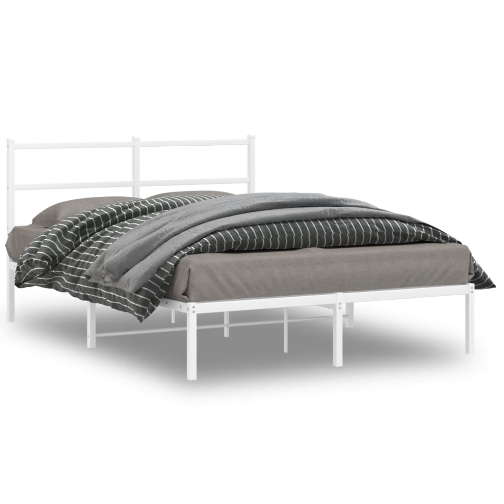 vidaXL Cadre de lit métal avec tête de lit blanc 140x190 cm