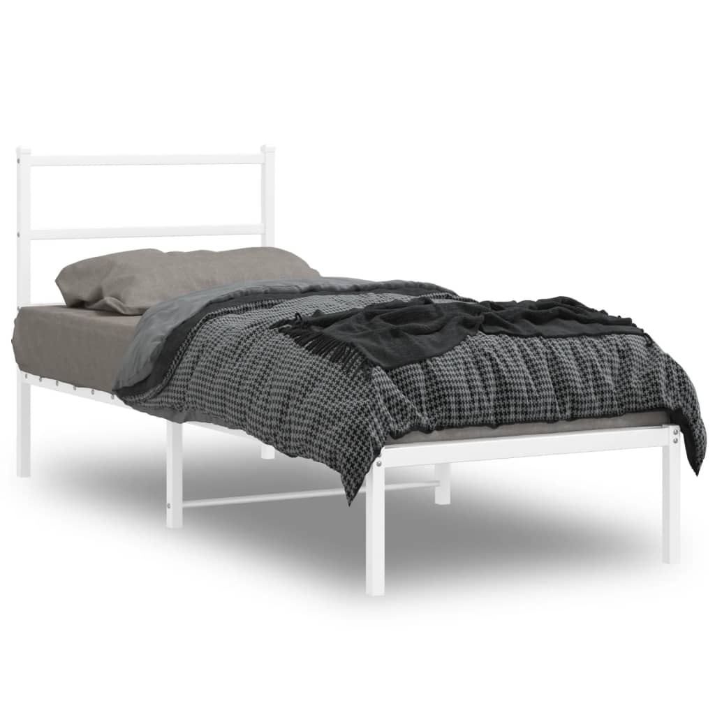 vidaXL Cadre de lit métal avec tête de lit blanc 75x190 cm