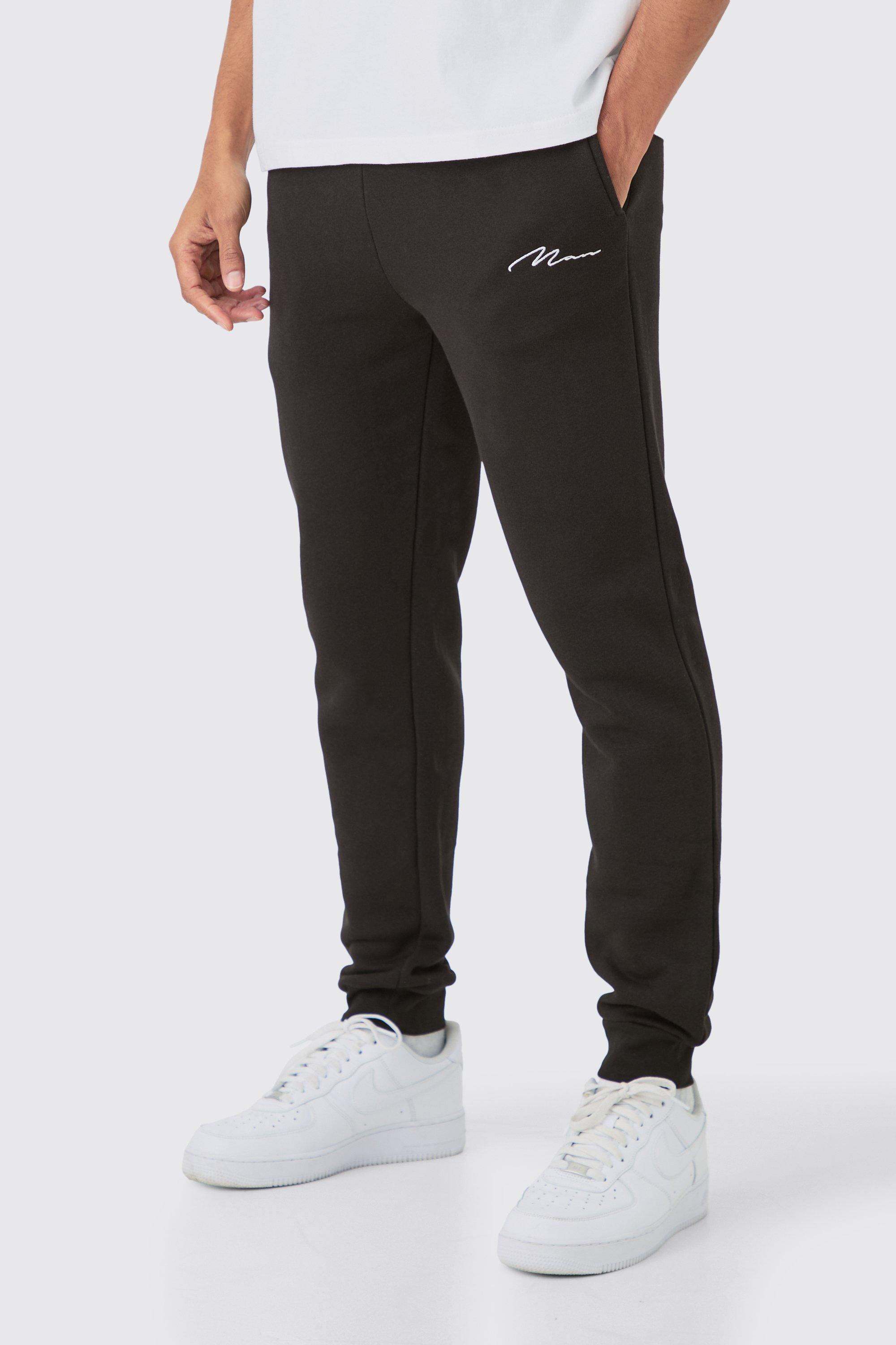 Man Signature Regular Fit Joggers, Nero