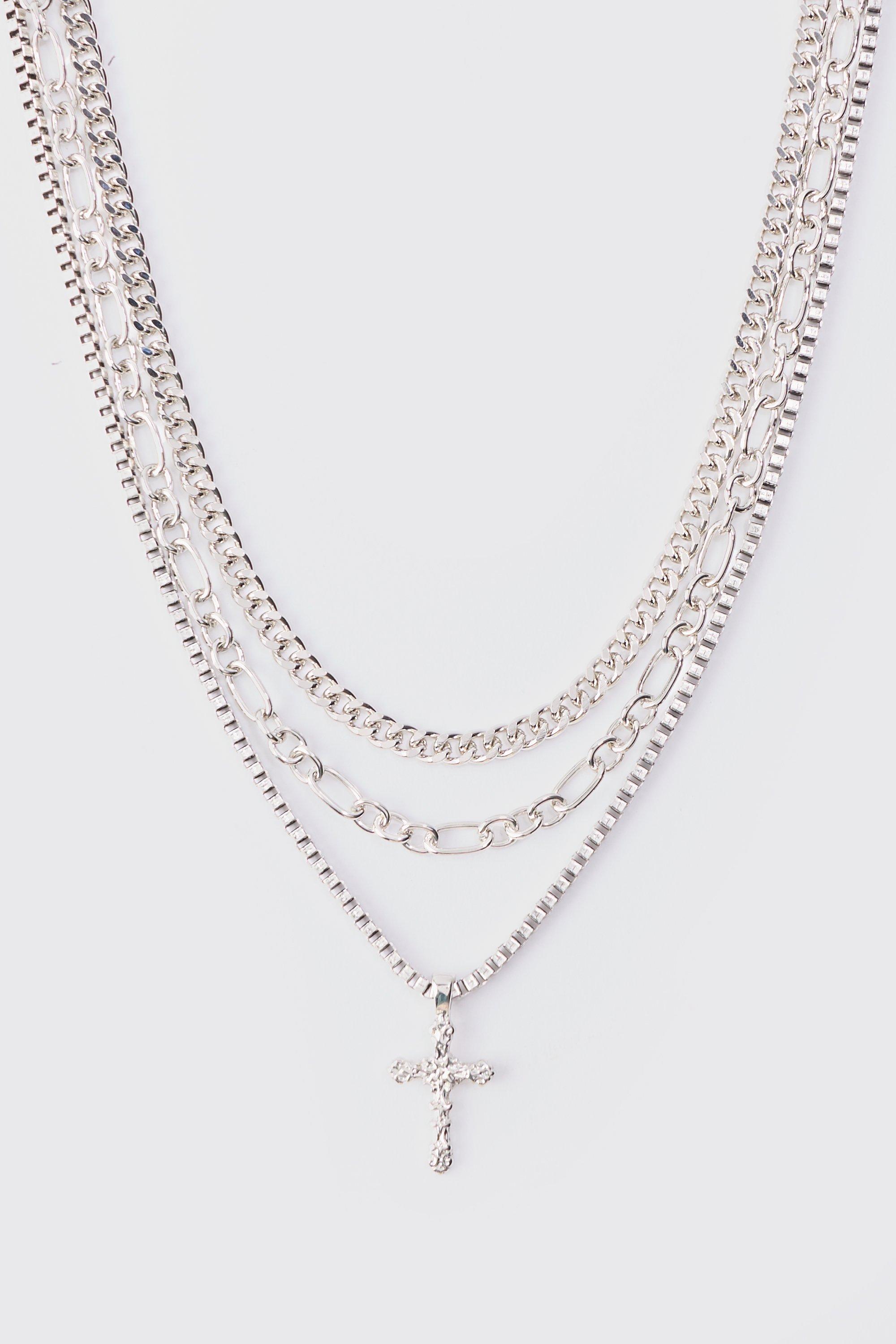 Cross Multi Layer Necklace, Grigio