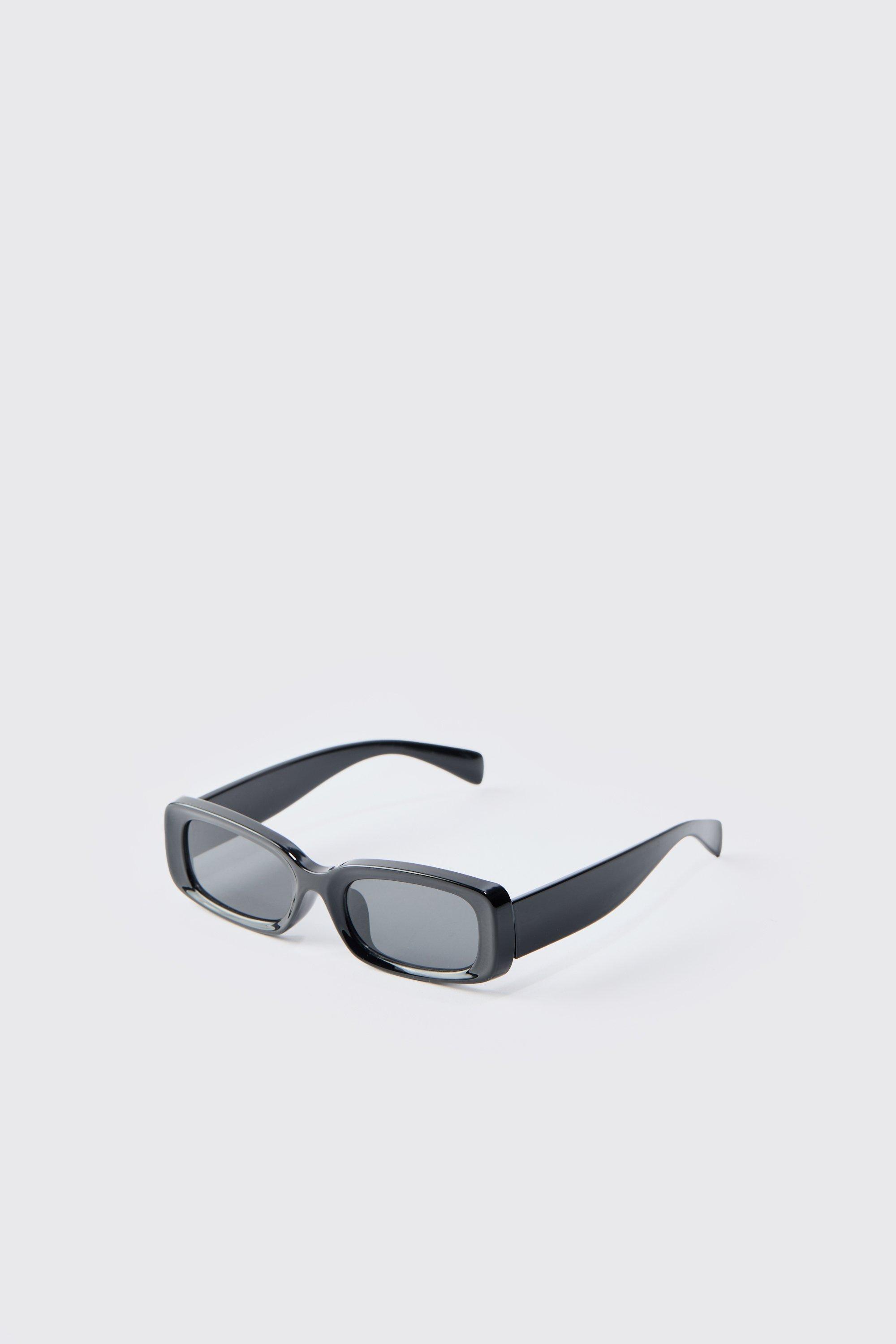Chunky Plastic Rectangular Sunglasses, Nero