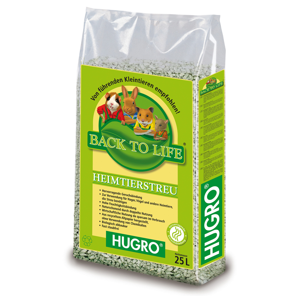 Litière En Cellulose Hugro Back To Life, Rongeur & Oiseaux - 25 L