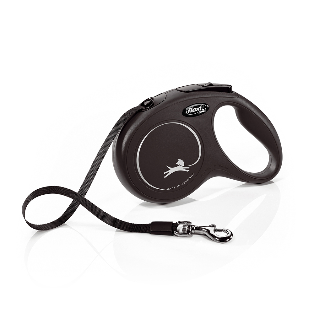 Flexi New Classic Tape Lead Medium - 5M - Flexi New Classic Webbing Leash M Black, 5 M