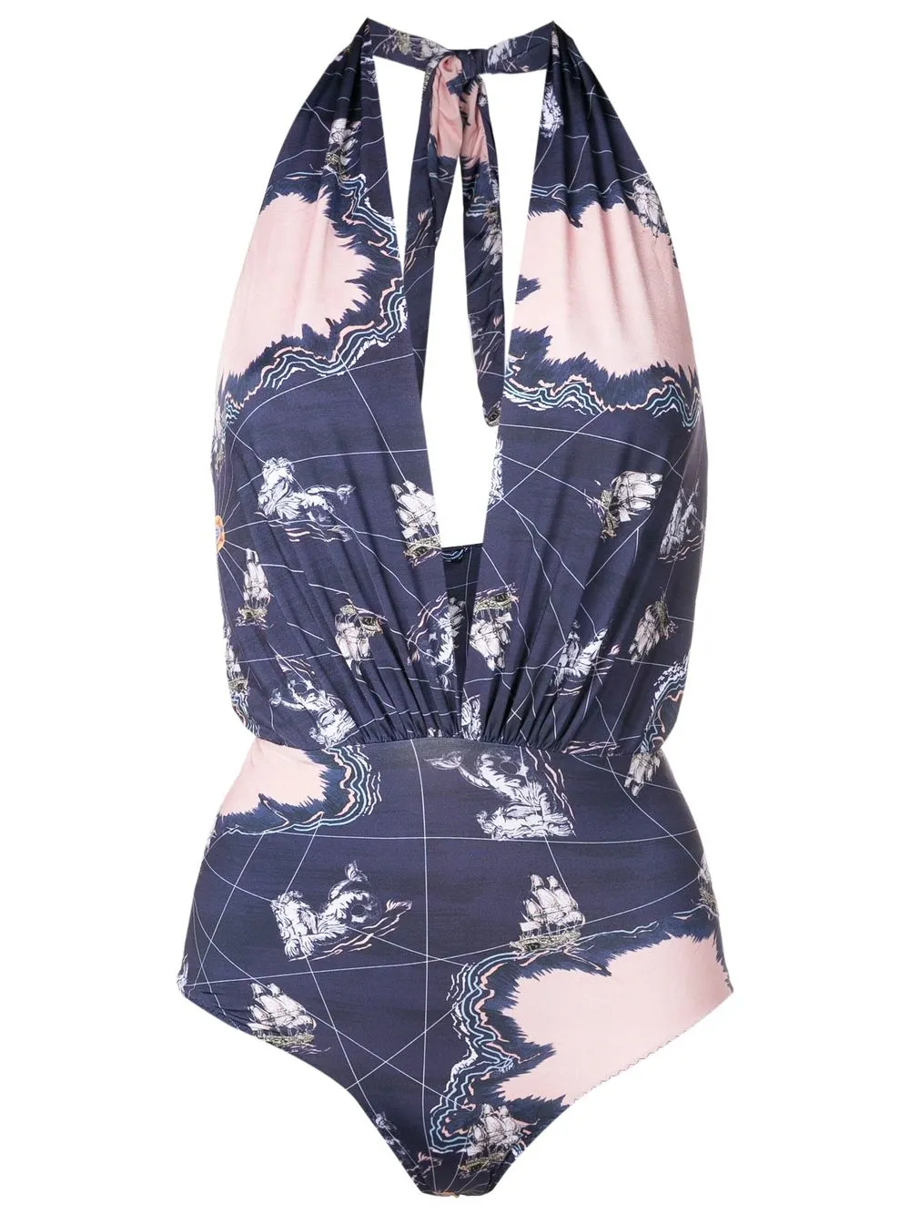 Clube Bossa Costume intero Deneuve con stampa grafica - Blu