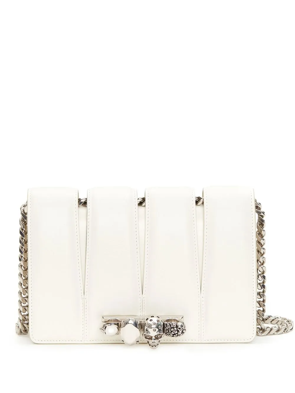 Alexander McQueen Borsa a tracolla Slash con borchie - Bianco