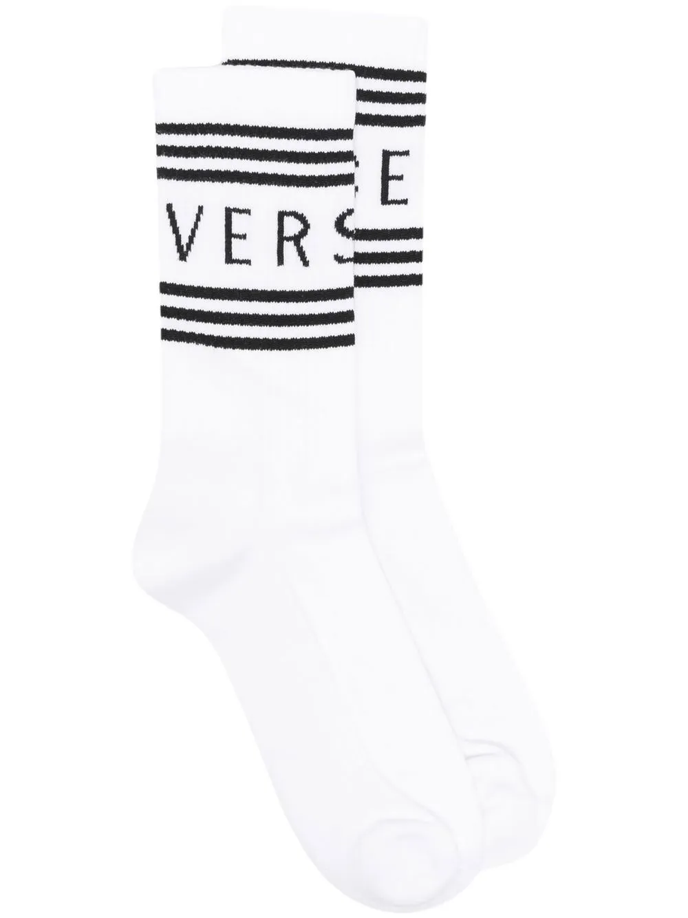 Versace Sciarpa a coste con logo 90s Vintage - Bianco