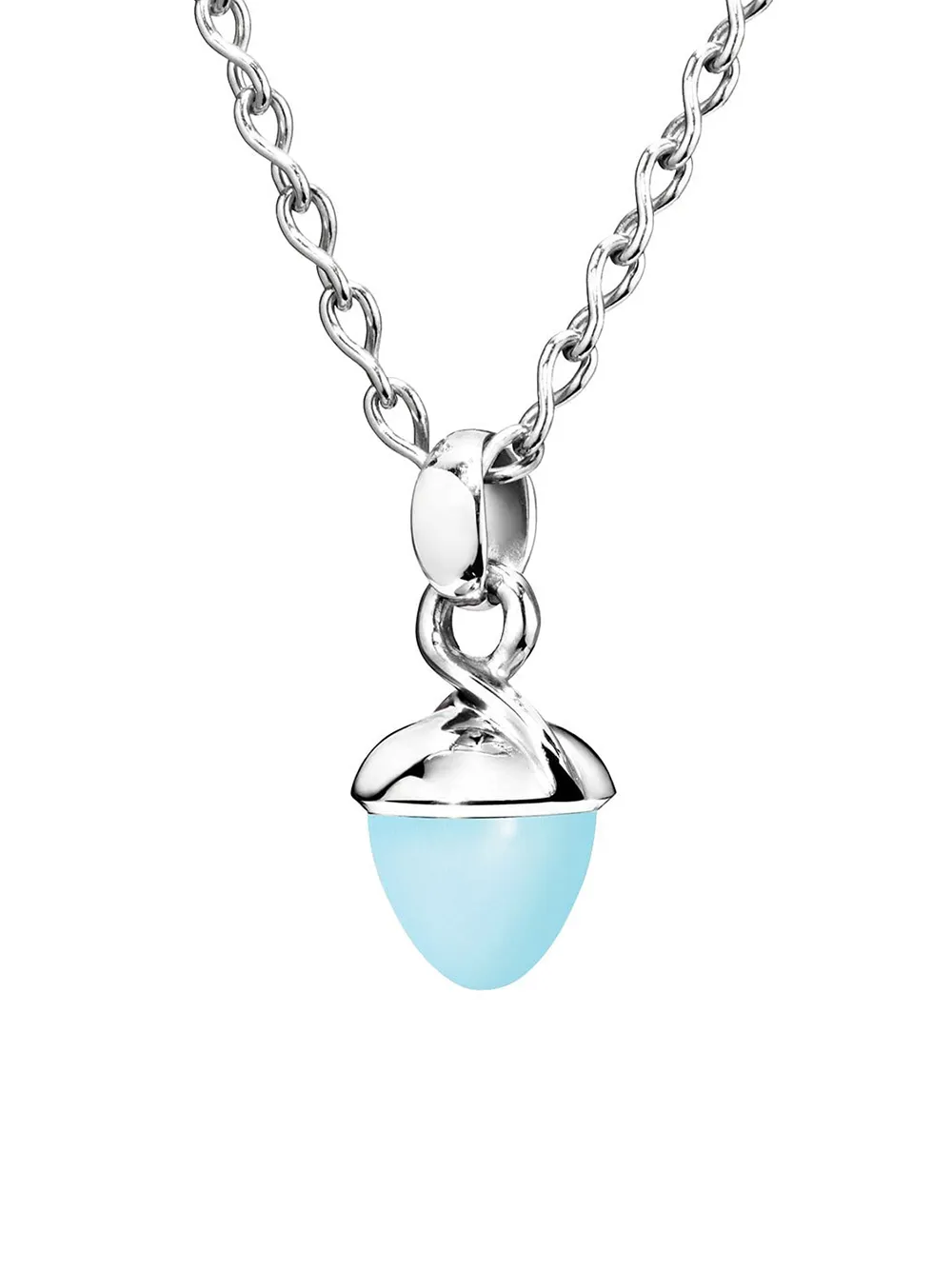 TAMARA COMOLLI Collana con pendente Aqua Chalcedony Flamenco in oro bianco 18kt