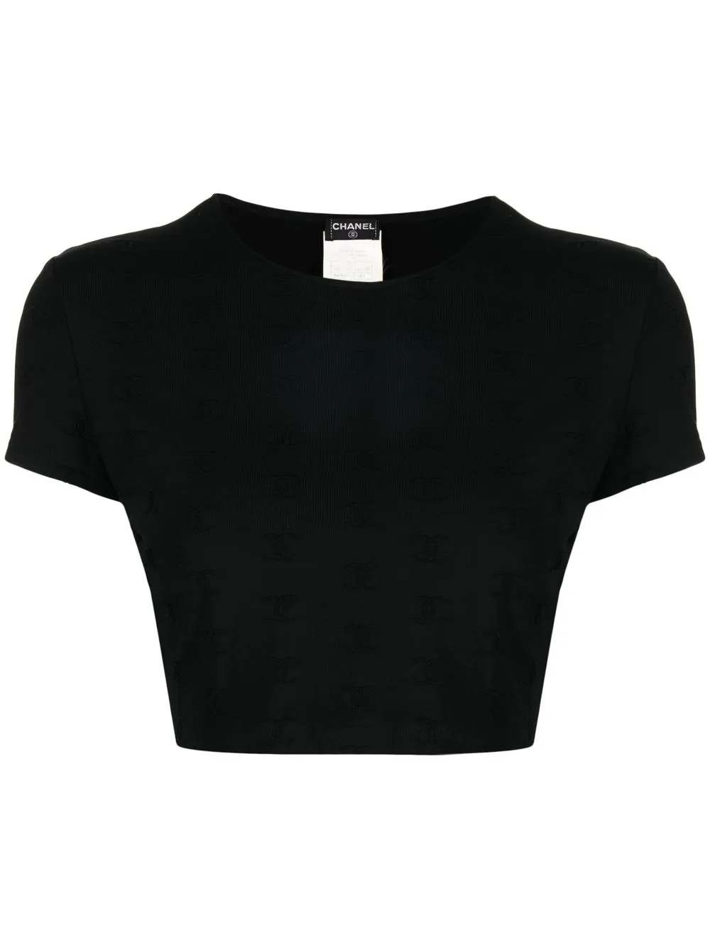 CHANEL Pre-Owned T-shirt con ricamo CC 1997 crop - Nero