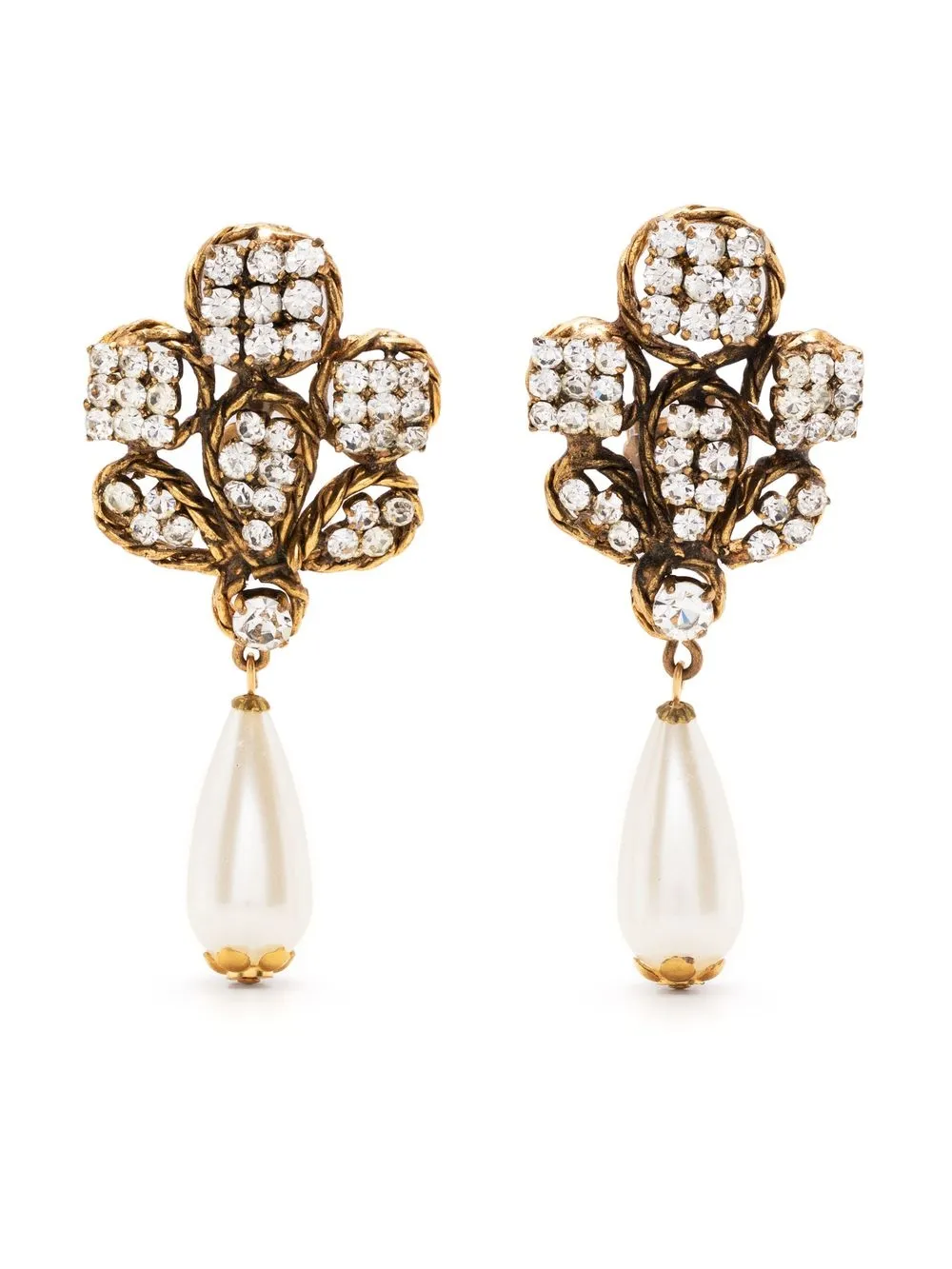 CHANEL Pre-Owned Orecchini a clip con strass - Oro