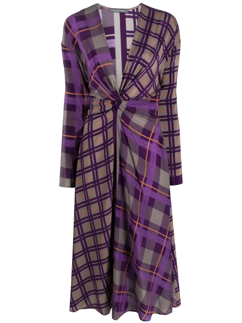 Alberta Ferretti Abito midi a quadri - Viola