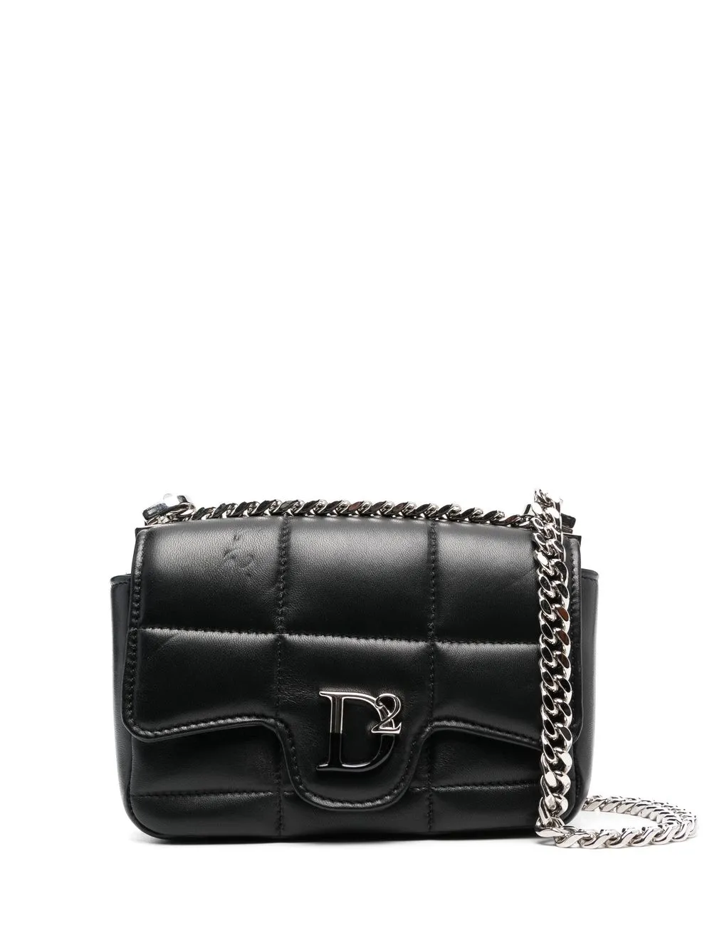 Dsquared2 logo-plaque quilted crossbody bag - Nero