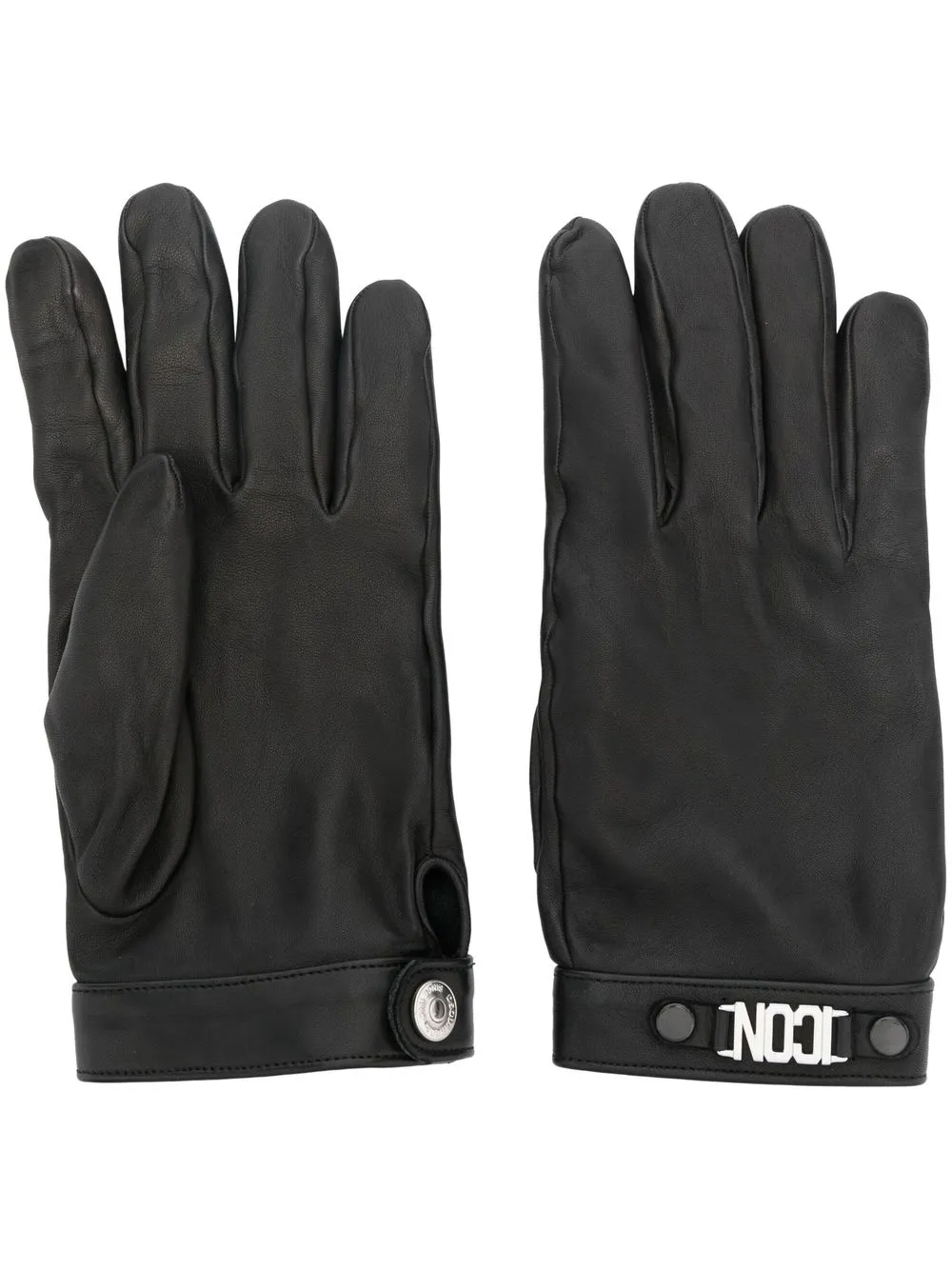 Dsquared2 logo-plaque leather gloves - Nero