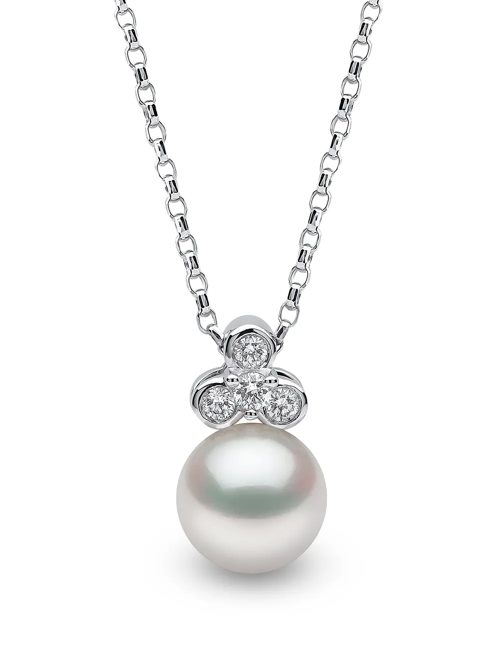 Yoko London Collana con pendente Trend in oro bianco 18kt, perle e diamanti - Argento