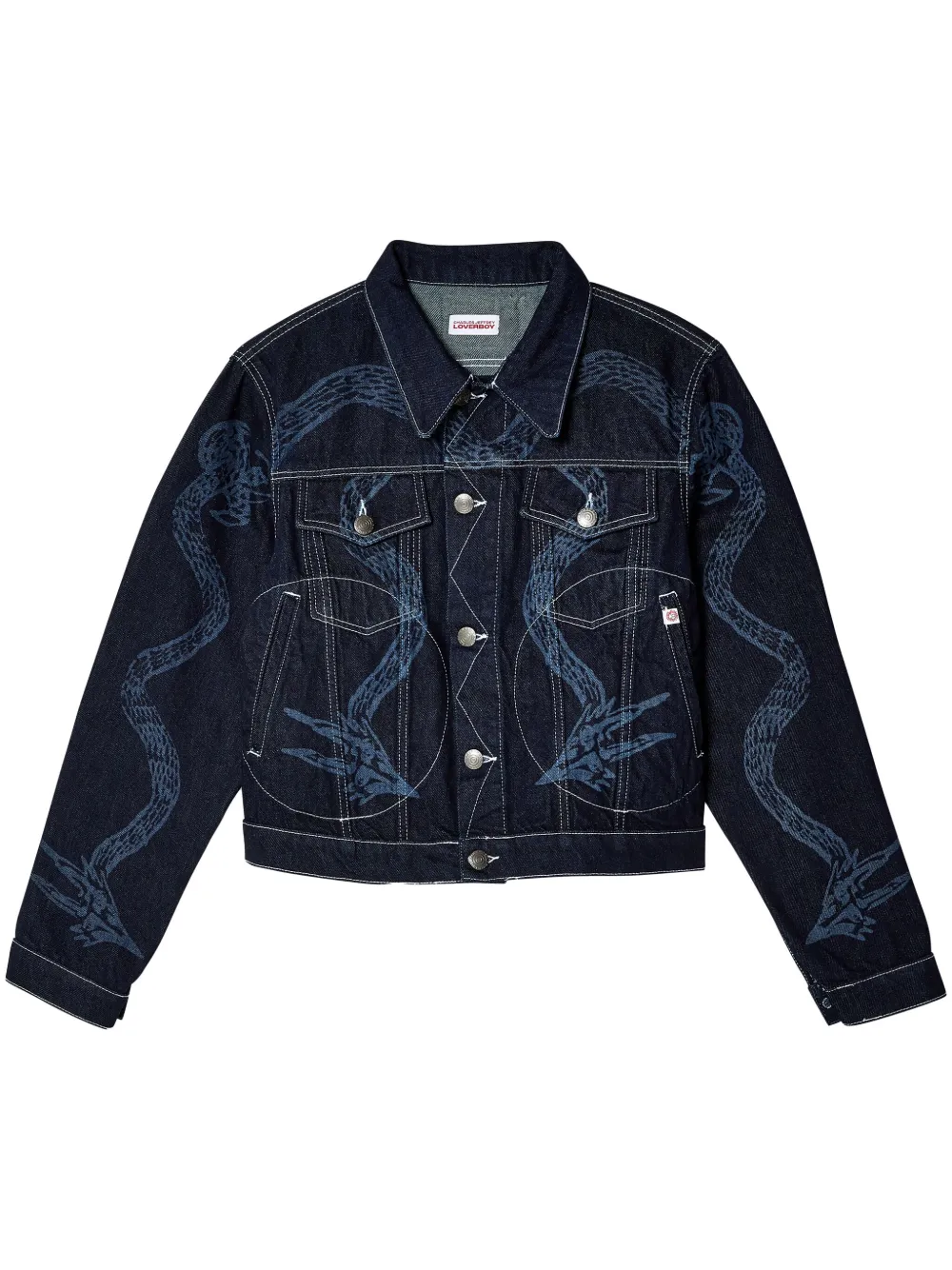 Charles Jeffrey Loverboy snake-print denim jacket - Blu