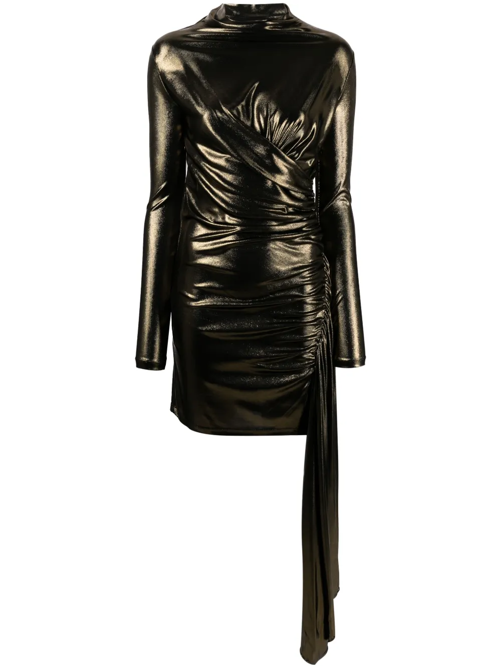 Blumarine draped metallic long-sleeve dress - Oro