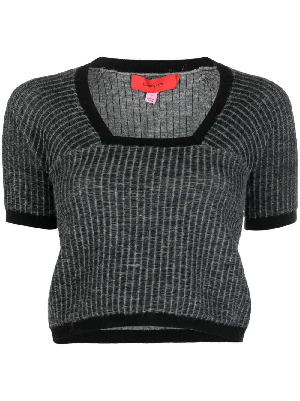 Eckhaus Latta T-shirt Amoretto crop - Grigio