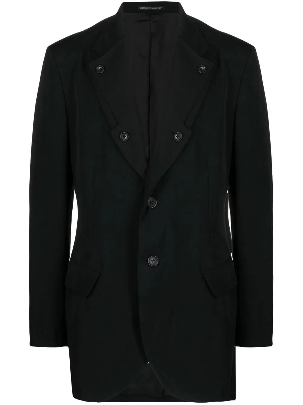 Yohji Yamamoto Blazer avvitato monopetto - Nero