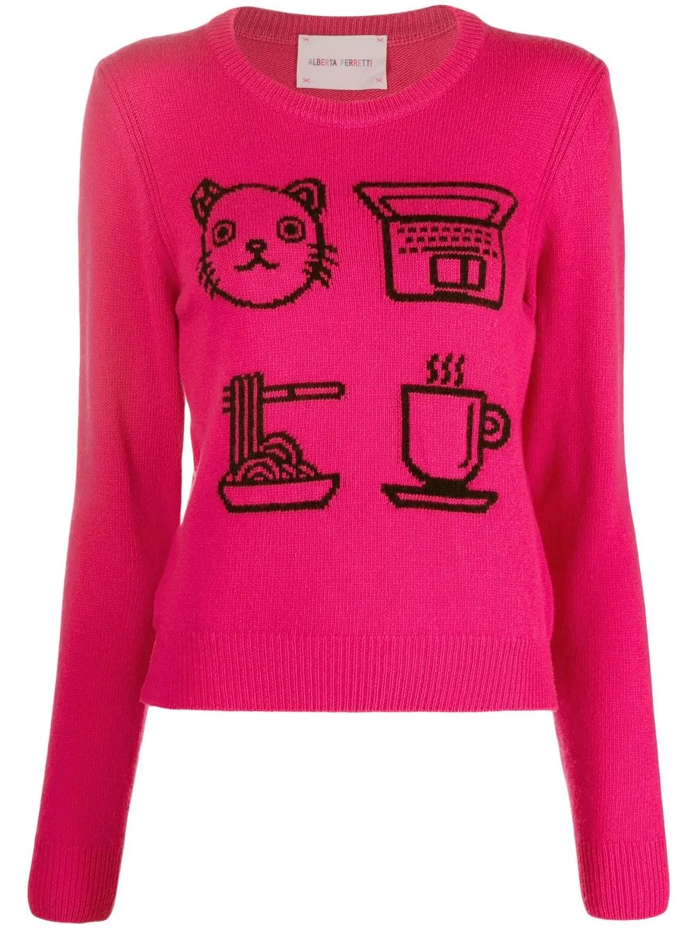 Alberta Ferretti Maglione con stampa grafica - Rosa