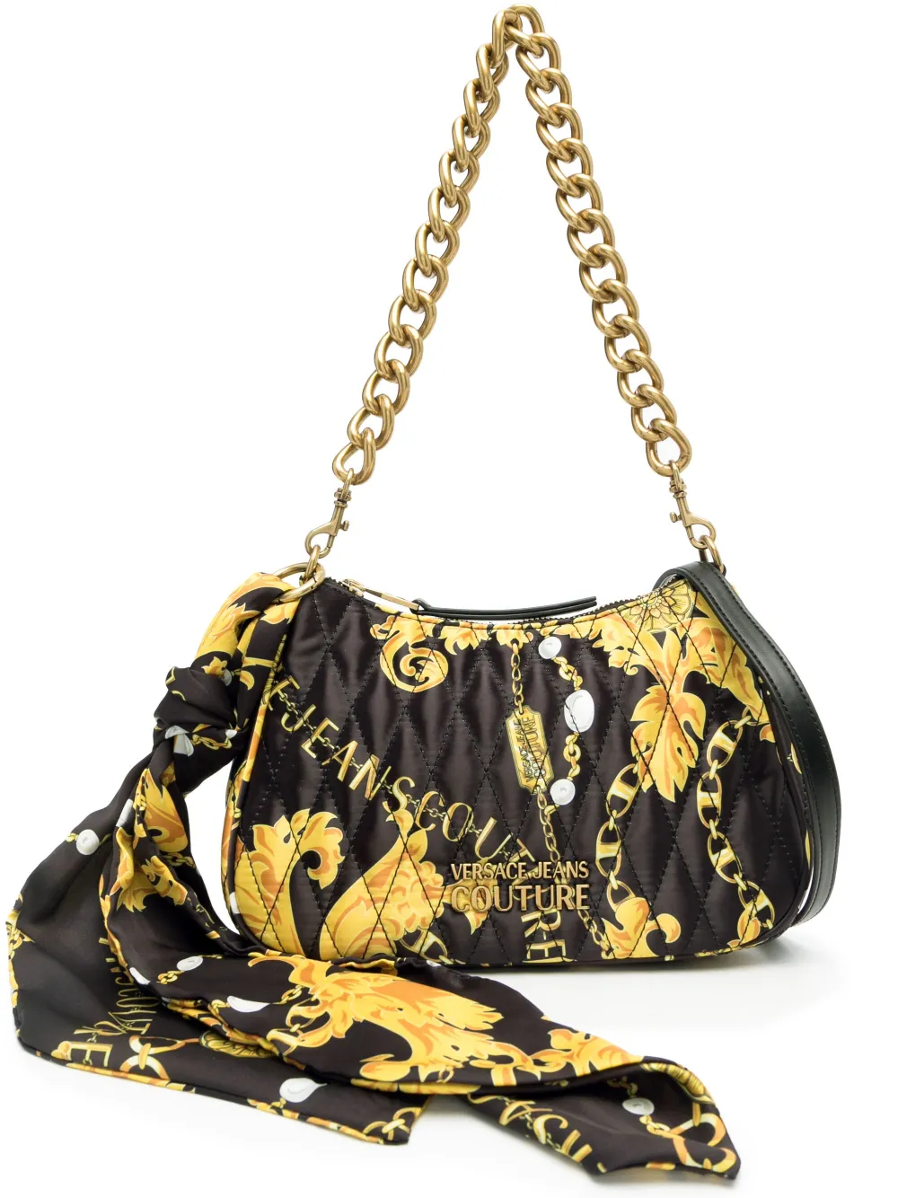 Versace Jeans Couture Chain Couture-print quilted crossbody bag - Nero