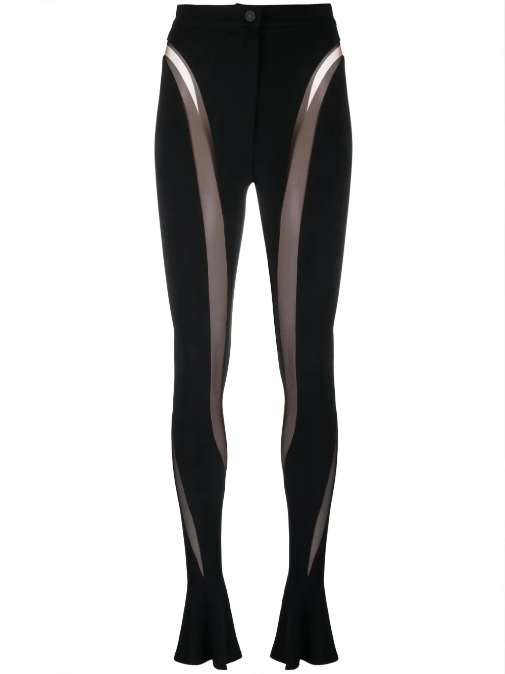 Mugler Leggings con inserti semi trasparenti - Nero
