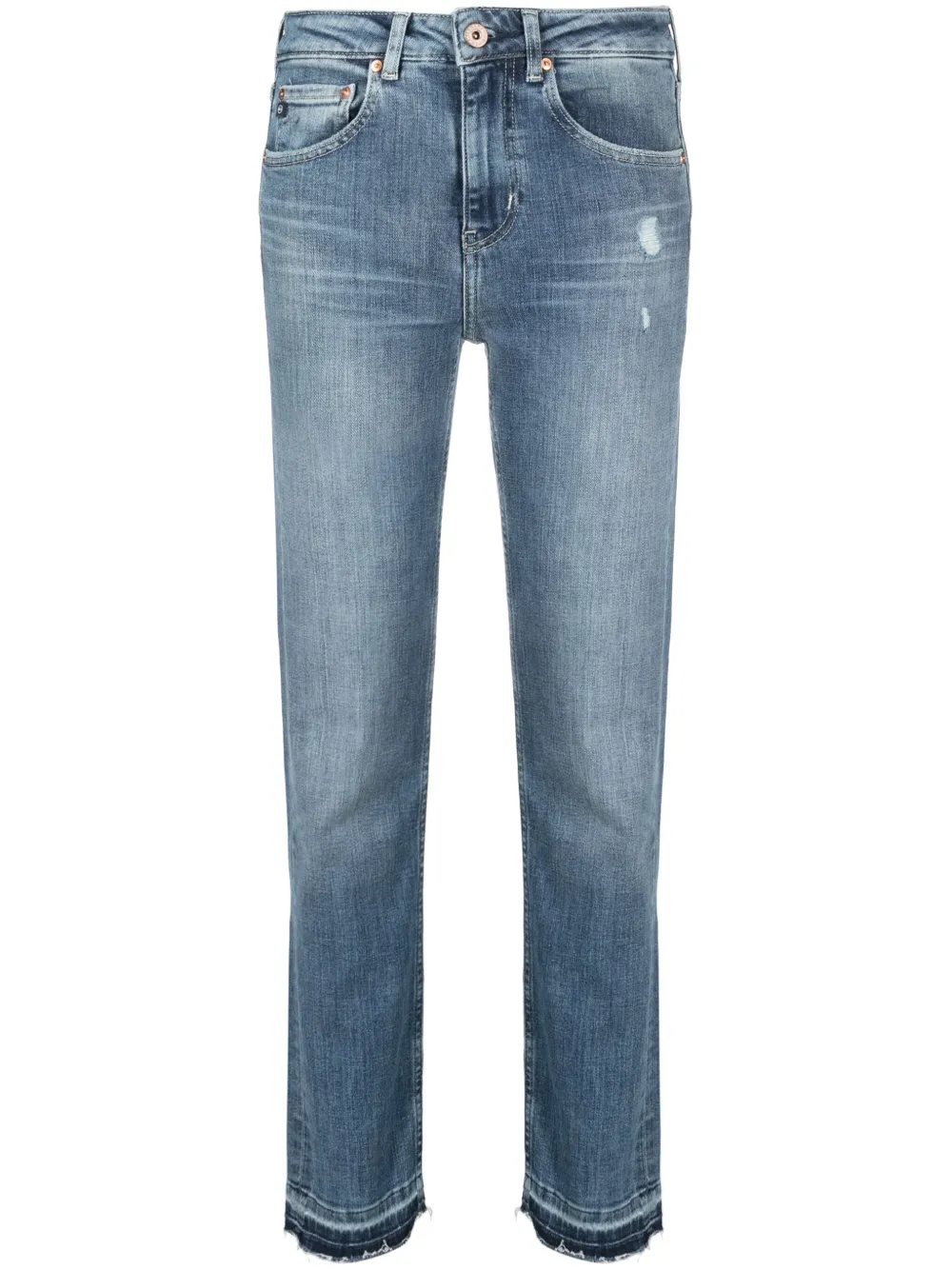 AG Jeans Jeans Girlfriend affusolati con effetto vissuto - Blu