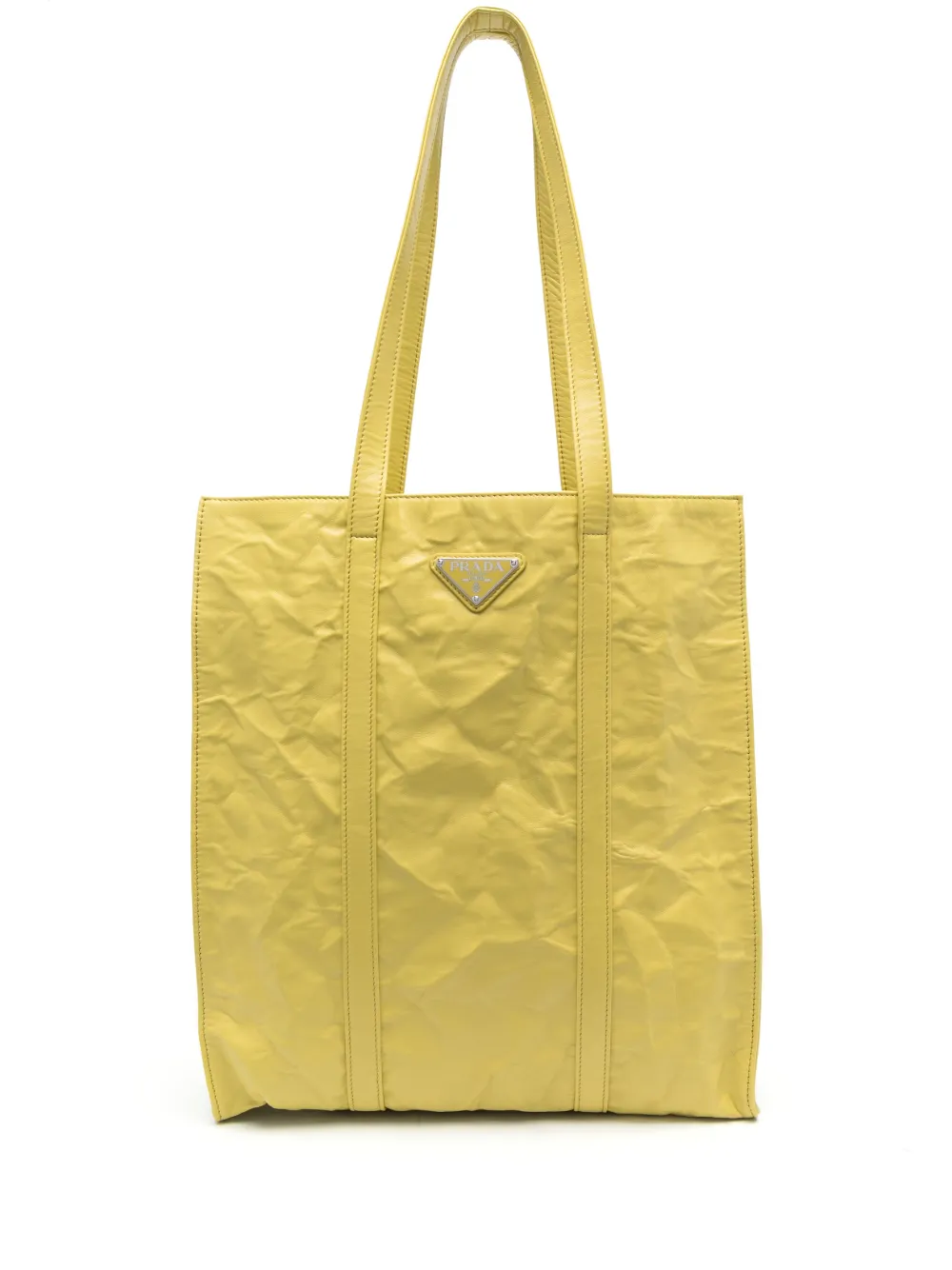 Prada Borsa tote con placca logo - Giallo