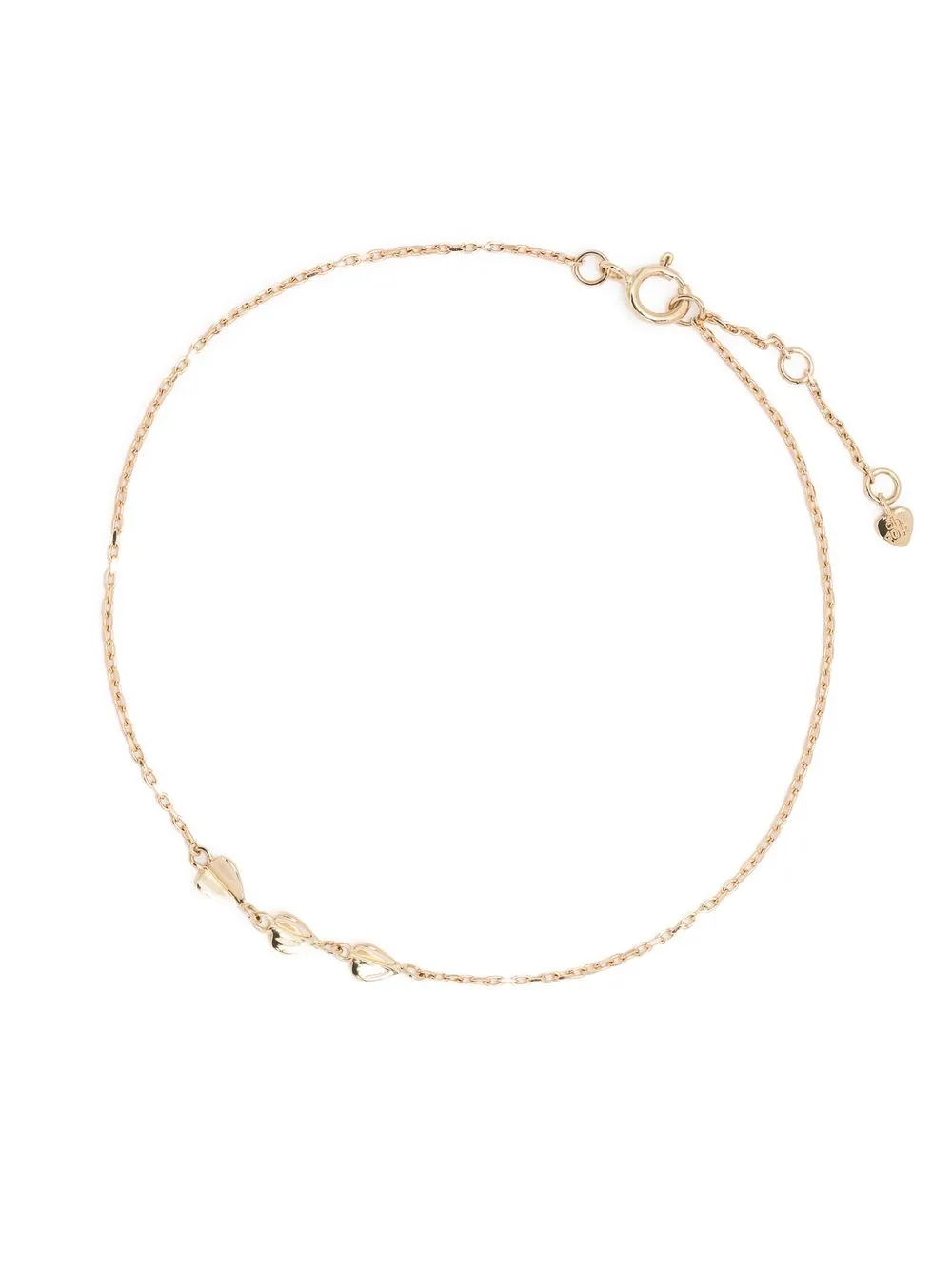 Dinny Hall Bracciale Trio of Folded Hearts in oro giallo 10kt