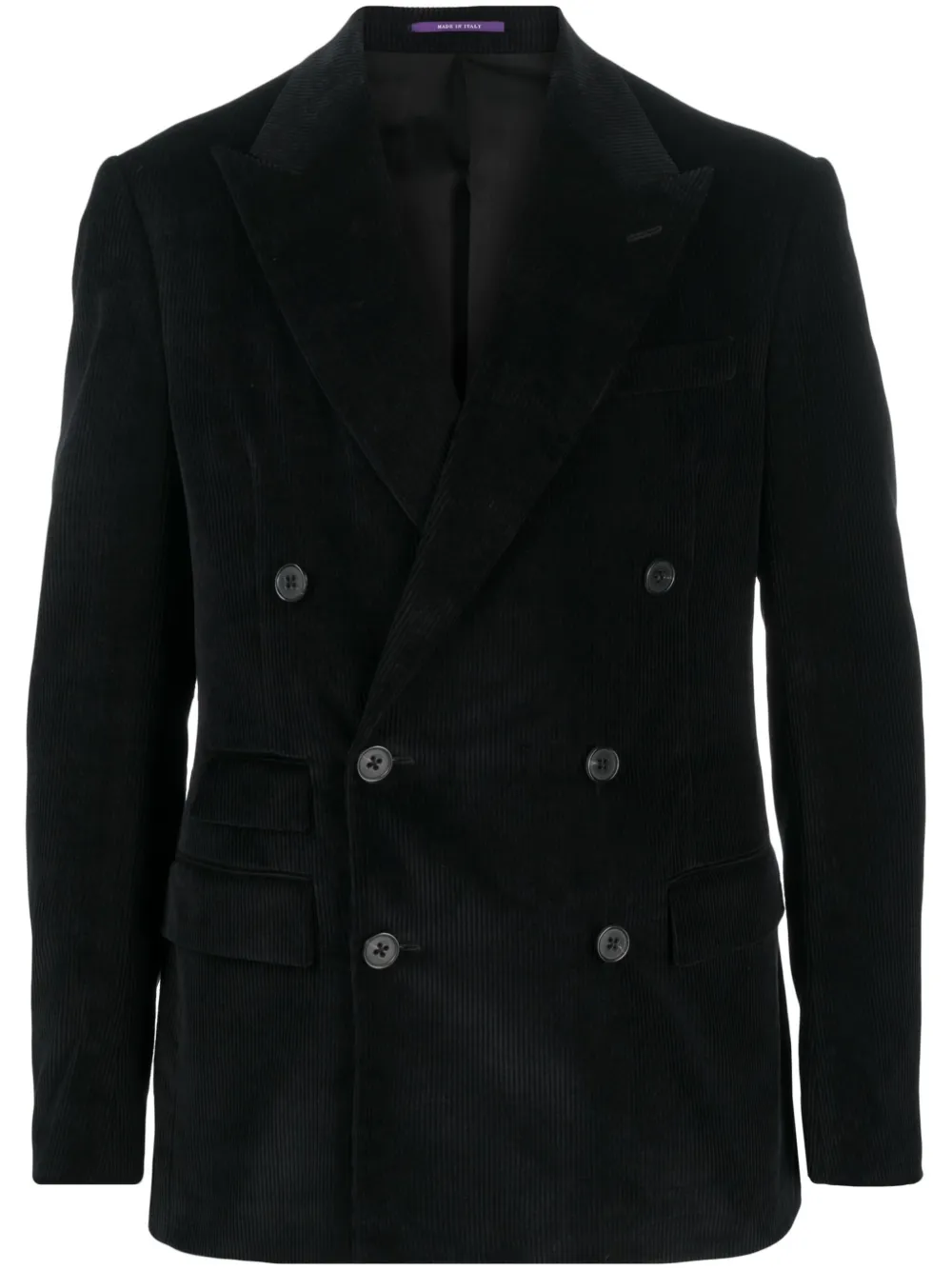 Ralph Lauren Purple Label Blazer doppiopetto con revers a lancia - Nero