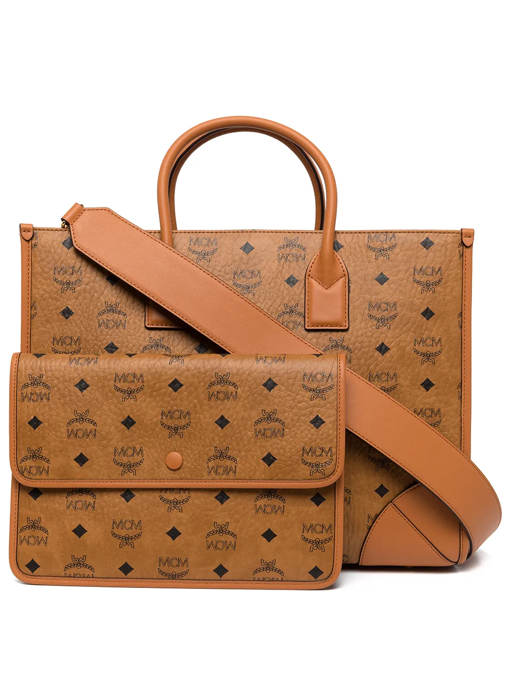 MCM Borsa shopper con stampa - Marrone