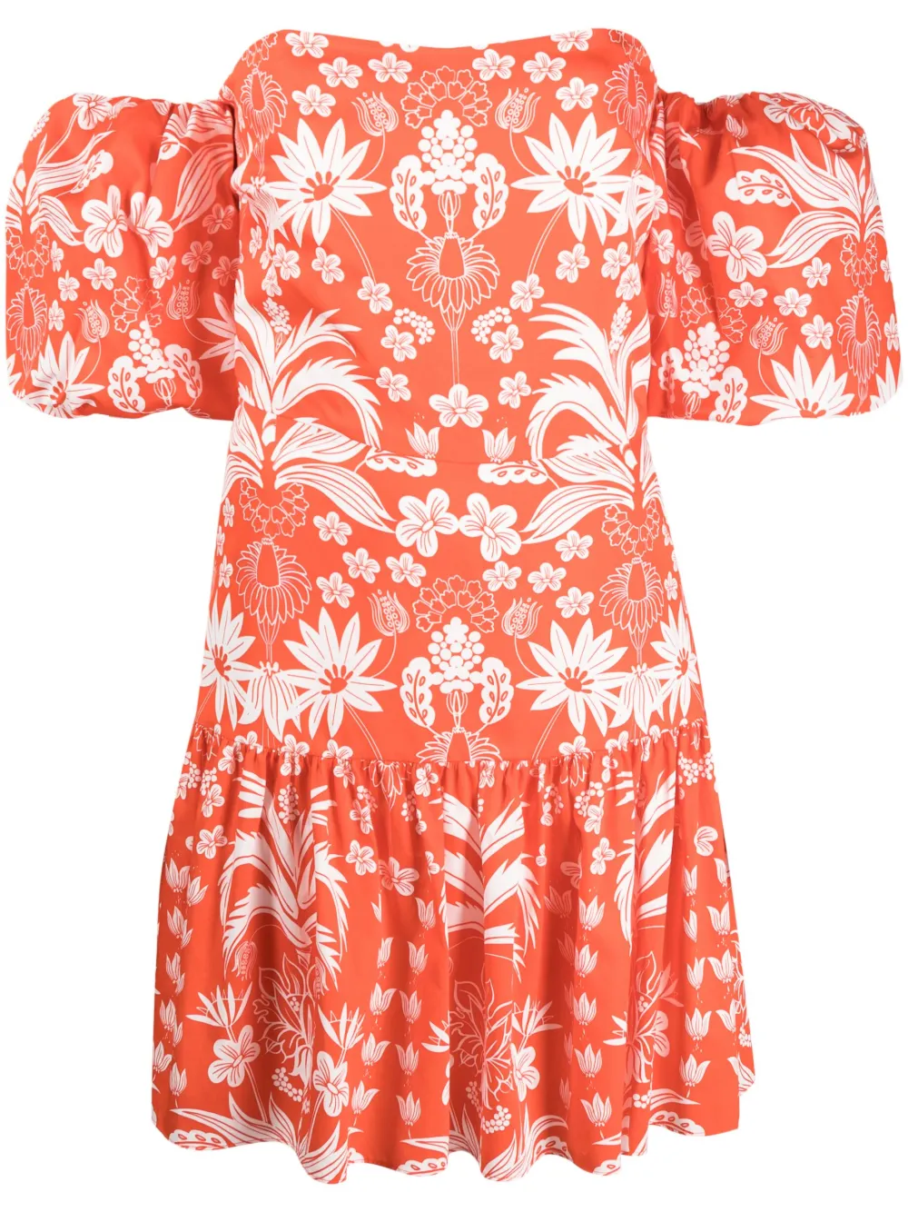 Borgo De Nor Abito a fiori con spalle scoperte - Rosso