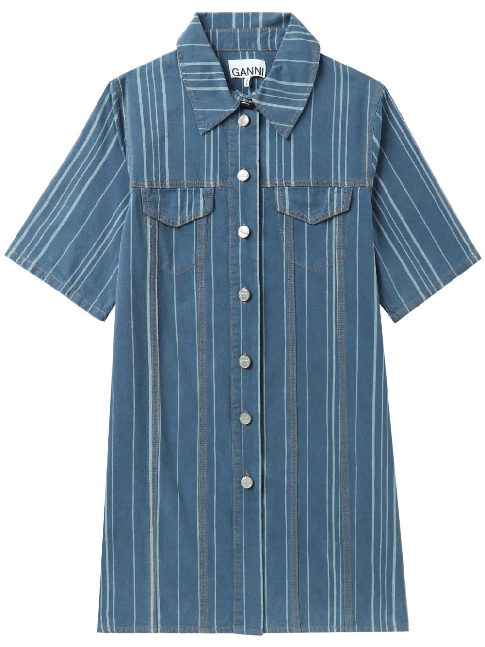 GANNI Abito corto denim - Blu