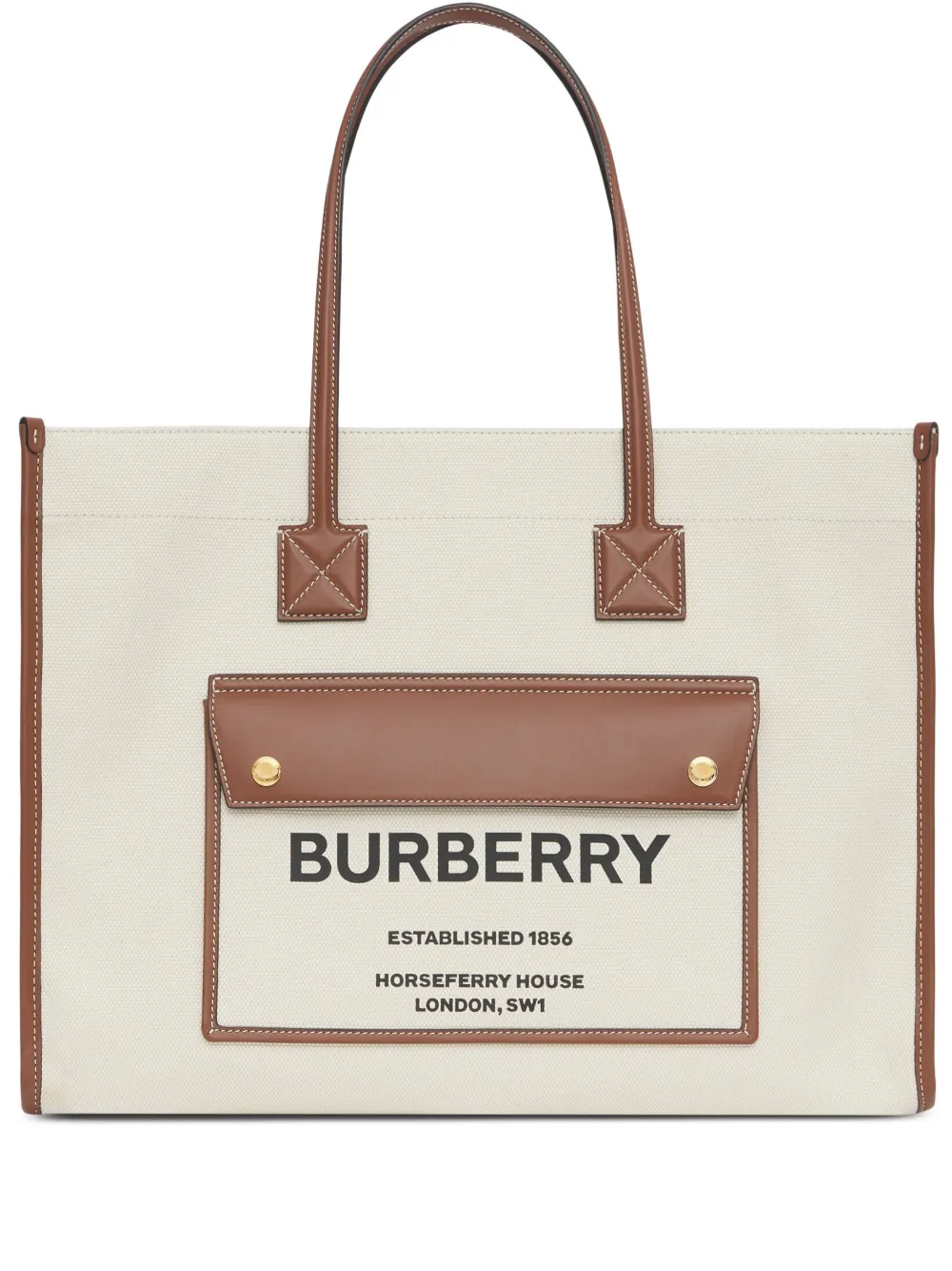 Burberry Borsa tote Freya bicolore media - Toni neutri