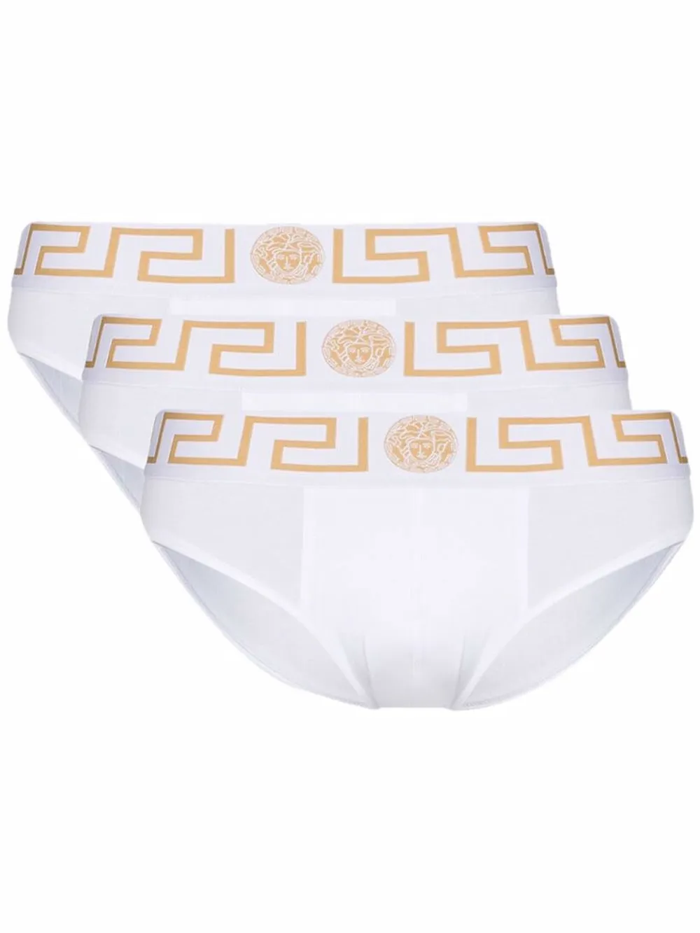 Versace Set di tre slip con logo - Bianco