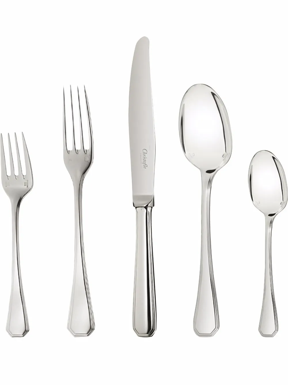 Christofle Set di cinque posate Fidelio individuali placcate argento
