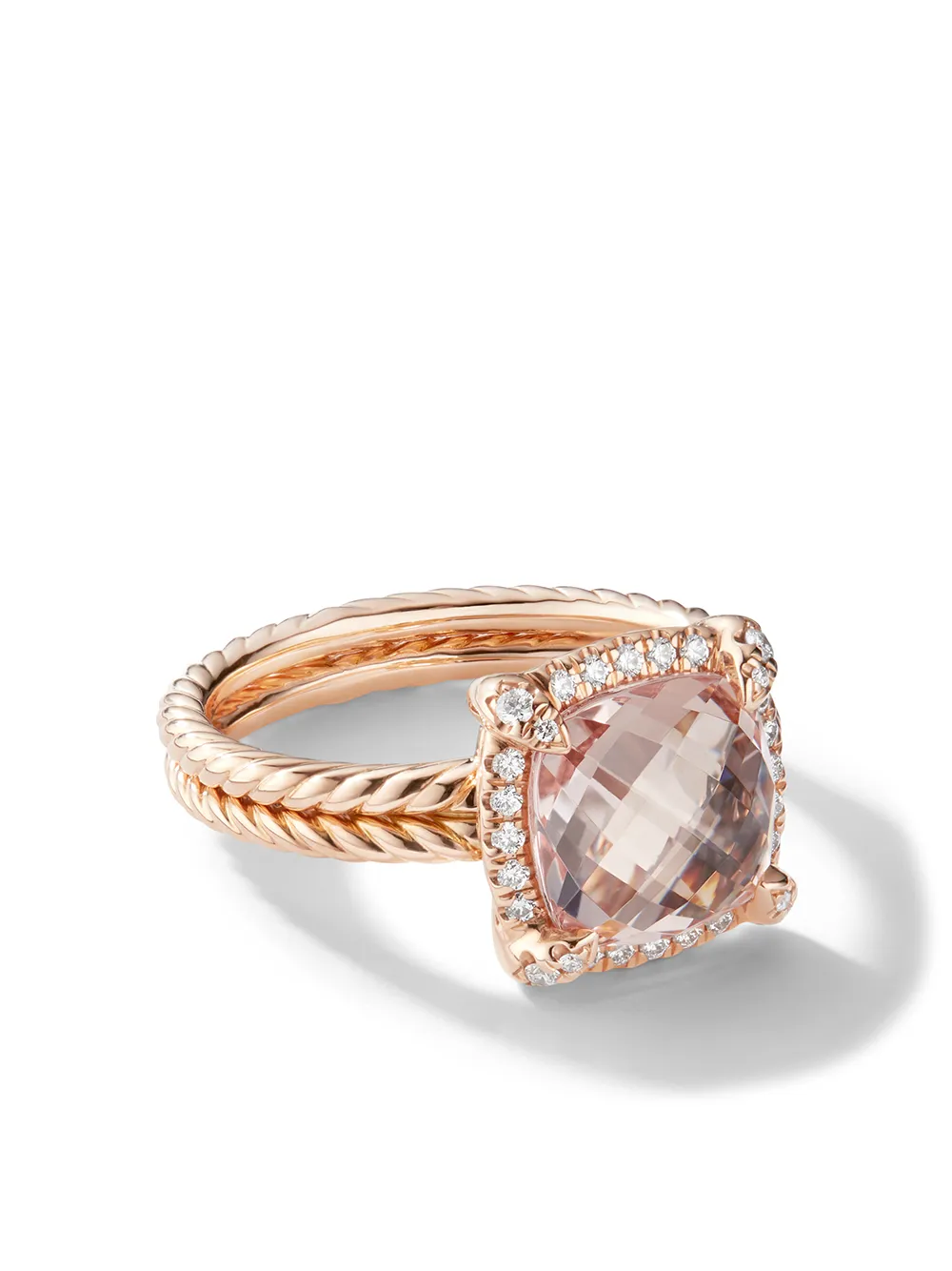 David Yurman Anello Chatelaine in oro rosa 18kt con morganite e diamanti - D8RAMODI