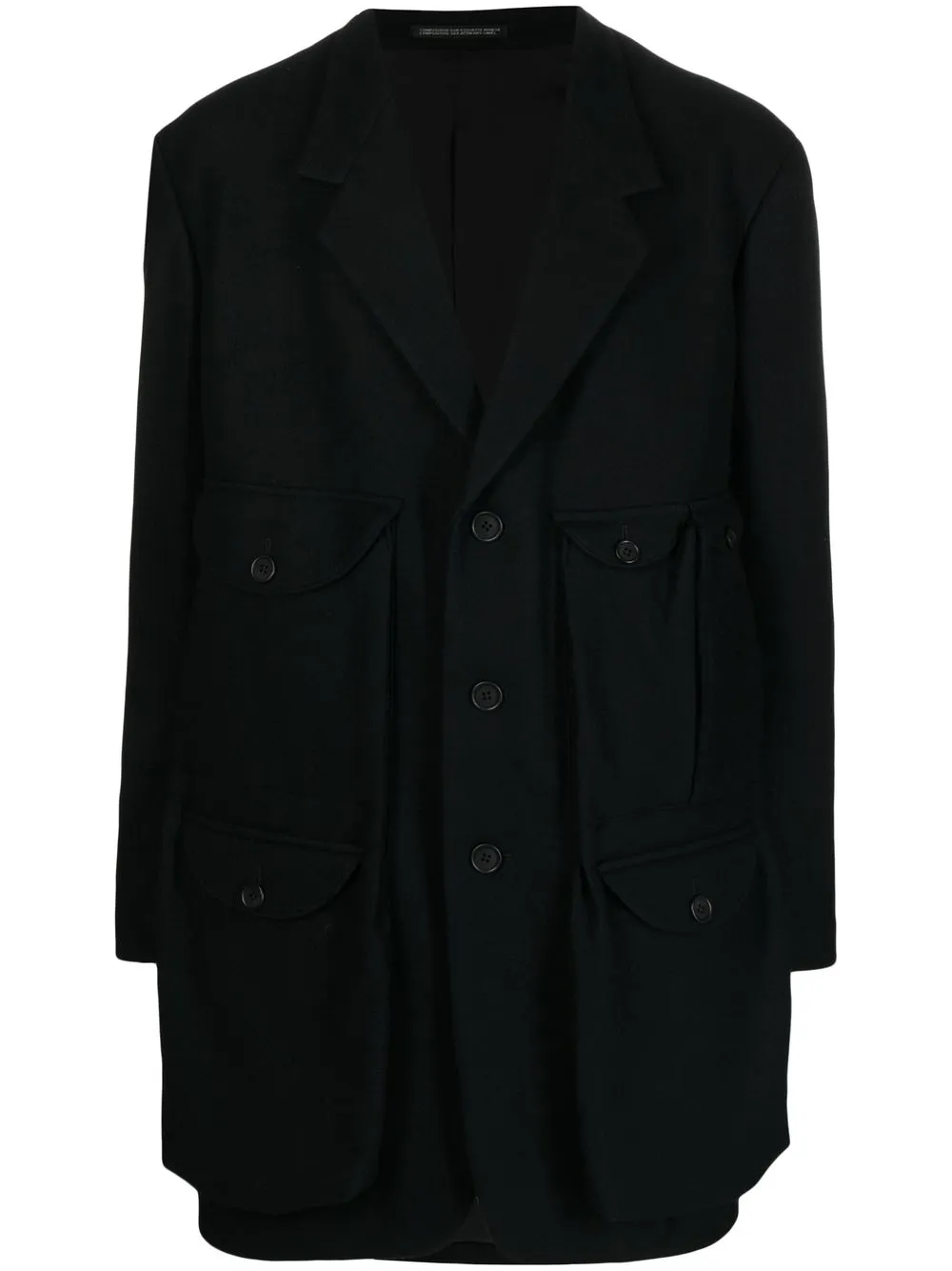 Yohji Yamamoto Cappotto avvitato monopetto - Nero