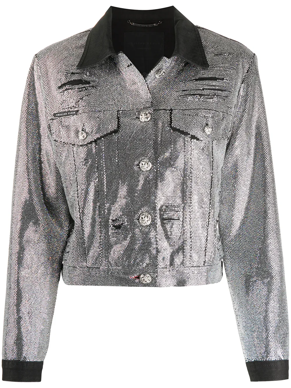 Philipp Plein Giacca denim con decorazione - Argento