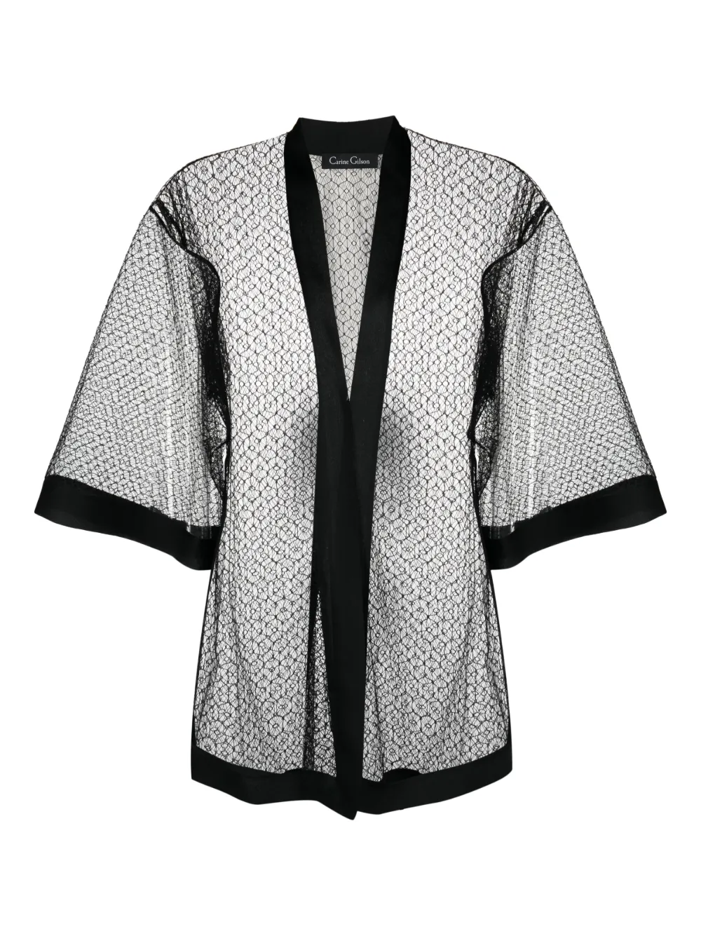 Carine Gilson Vestaglia in pizzo Calais-Caudry semi trasparente - Nero
