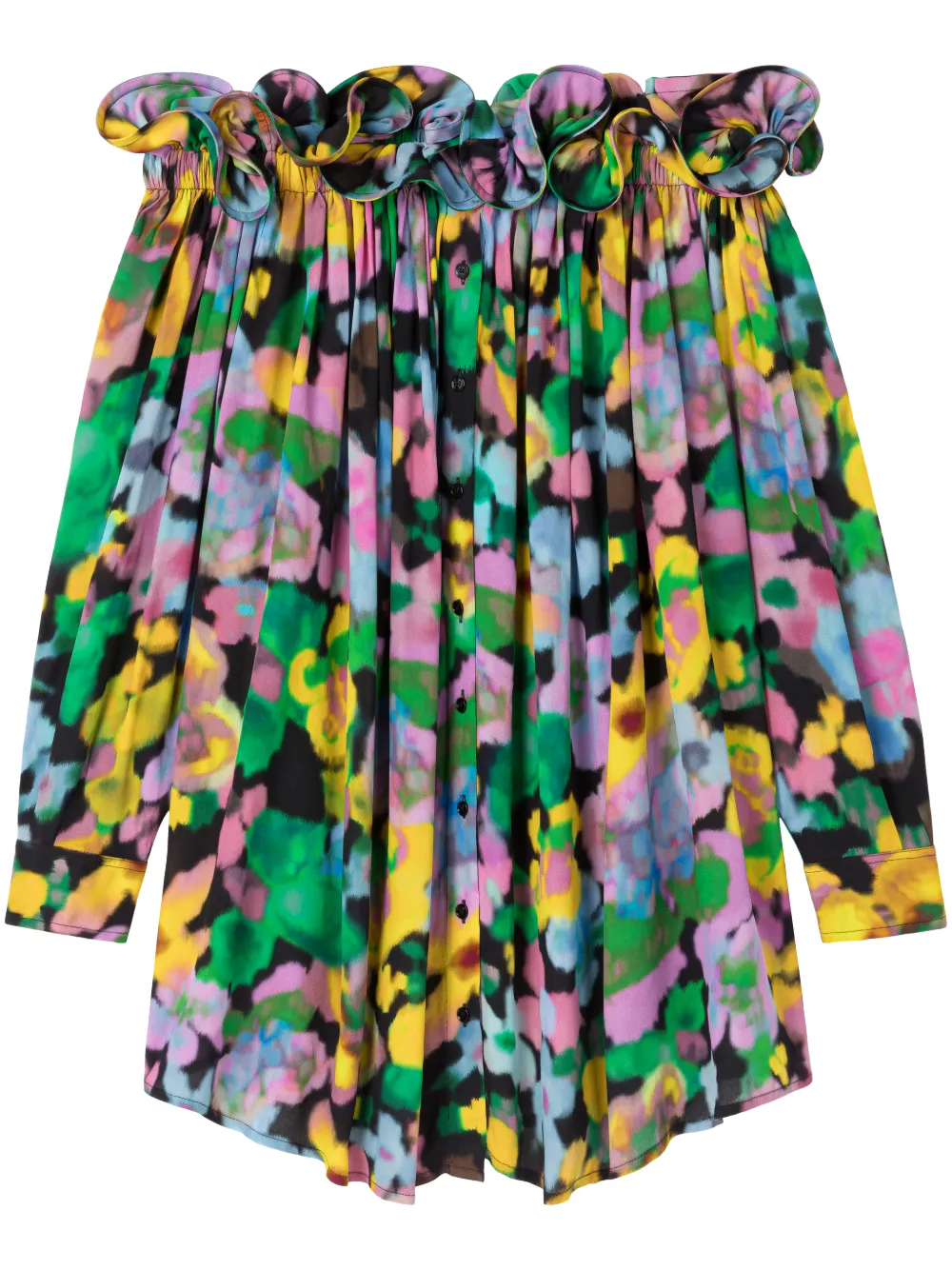 AZ FACTORY Abito Theodora a fiori con spalle scoperte AZ FACTORY x Lutz Huelle - Blu
