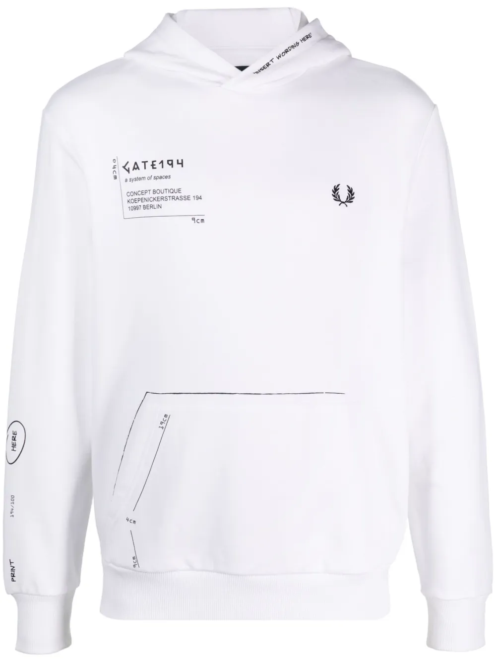 Fred Perry Felpa con cappuccio Fred Perry x GATE 194 - Bianco