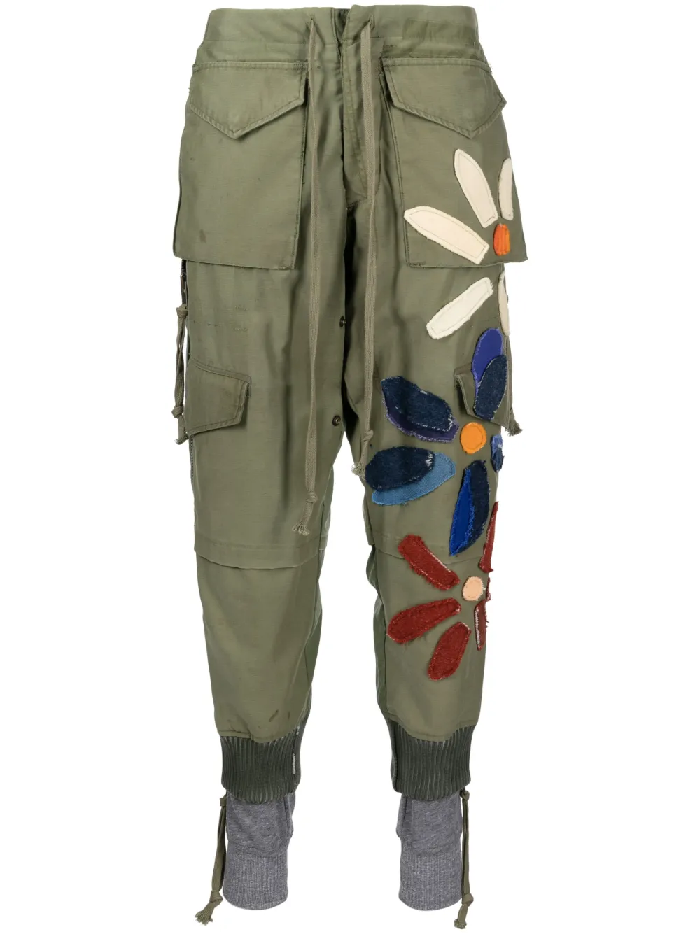 Greg Lauren Pantaloni sportivi con applicazione - Verde