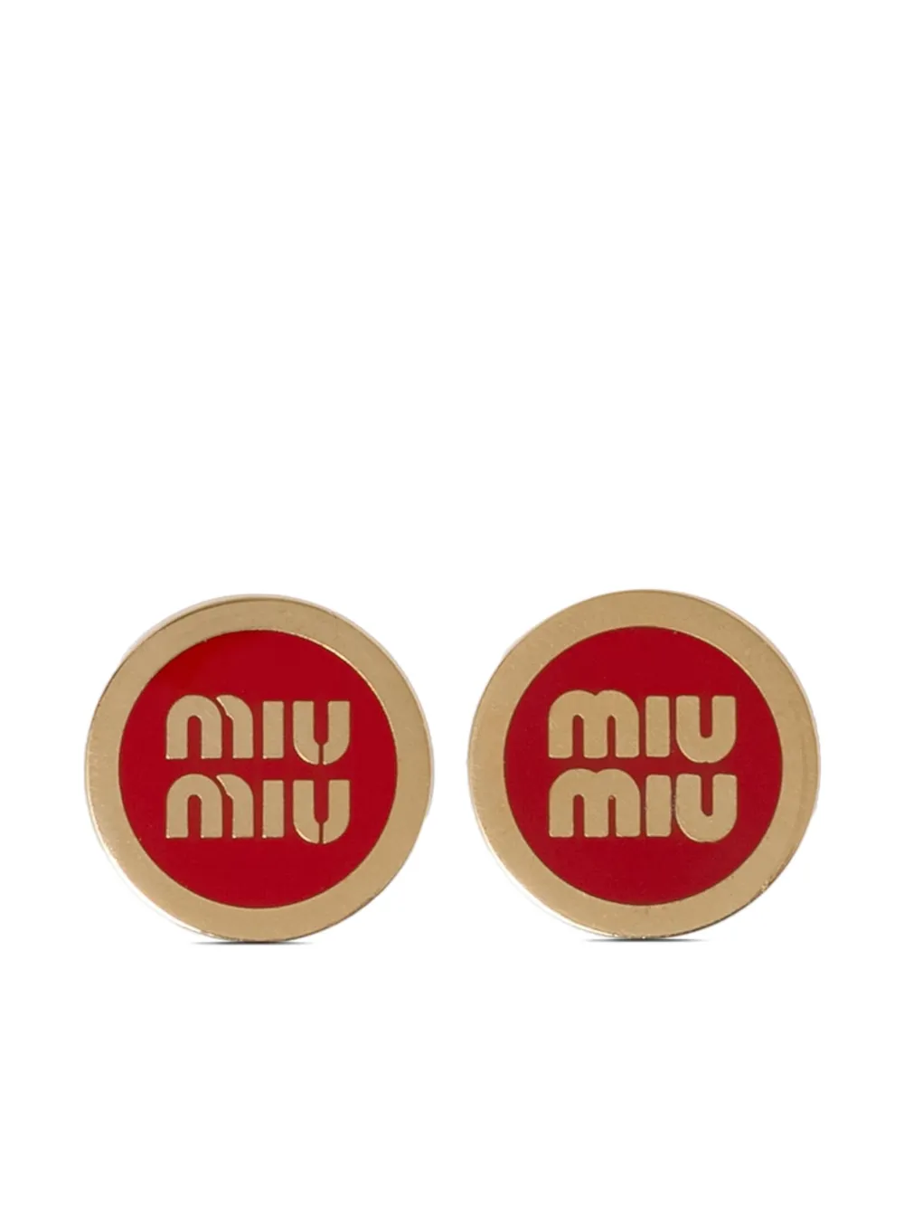 Miu Miu logo-lettering stud earrings - Oro