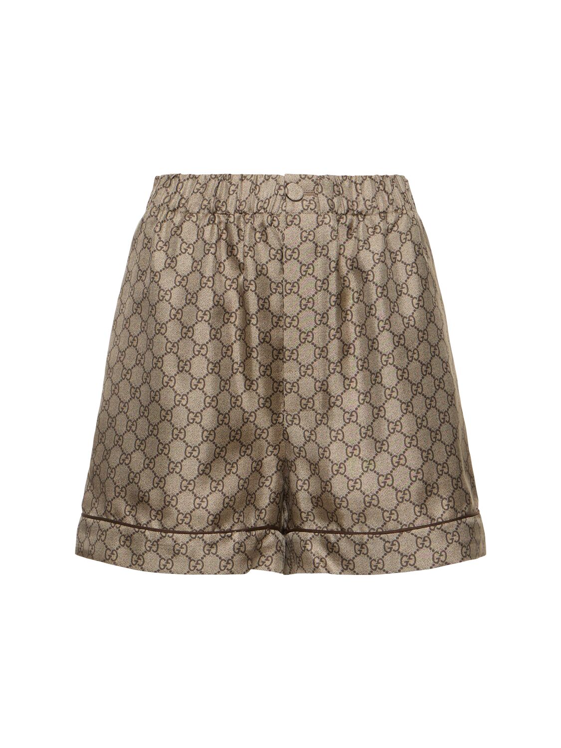 Gg Supreme Printed Silk Twill Shorts