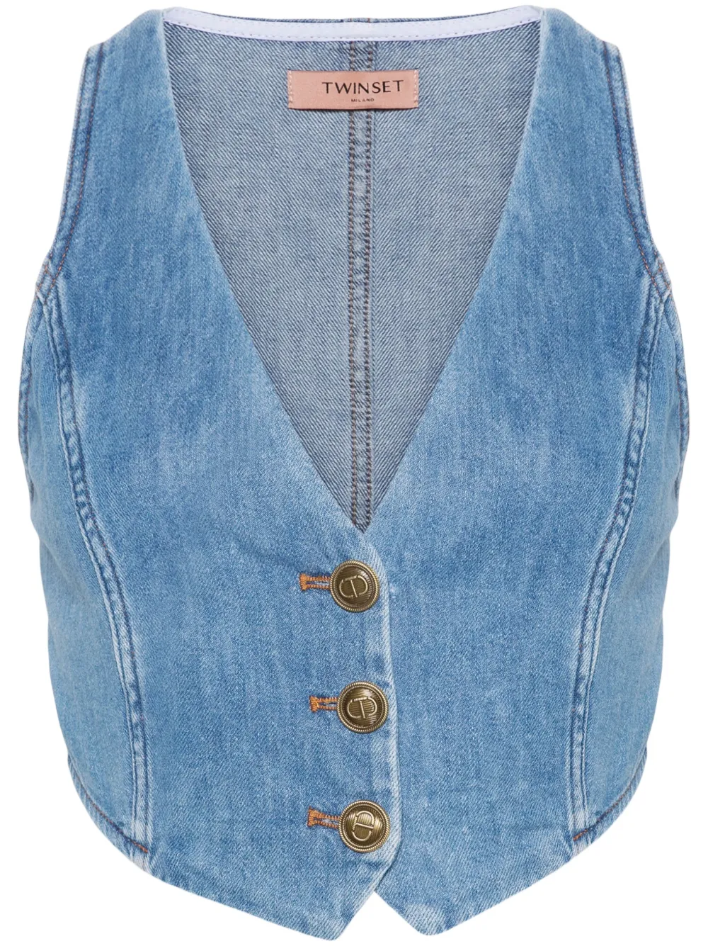 TWINSET button-up denim waistcoat - Blu