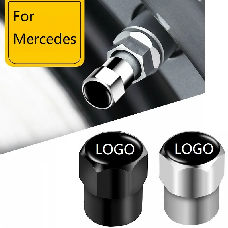 4 Pcs Car Wheel Tire Valve Cover Box Accessori Adesivi Per Mercedes Amg Ces Cls Cla Slk Glk Gla Clk Clg Gle Glc Glb Eqc Gla