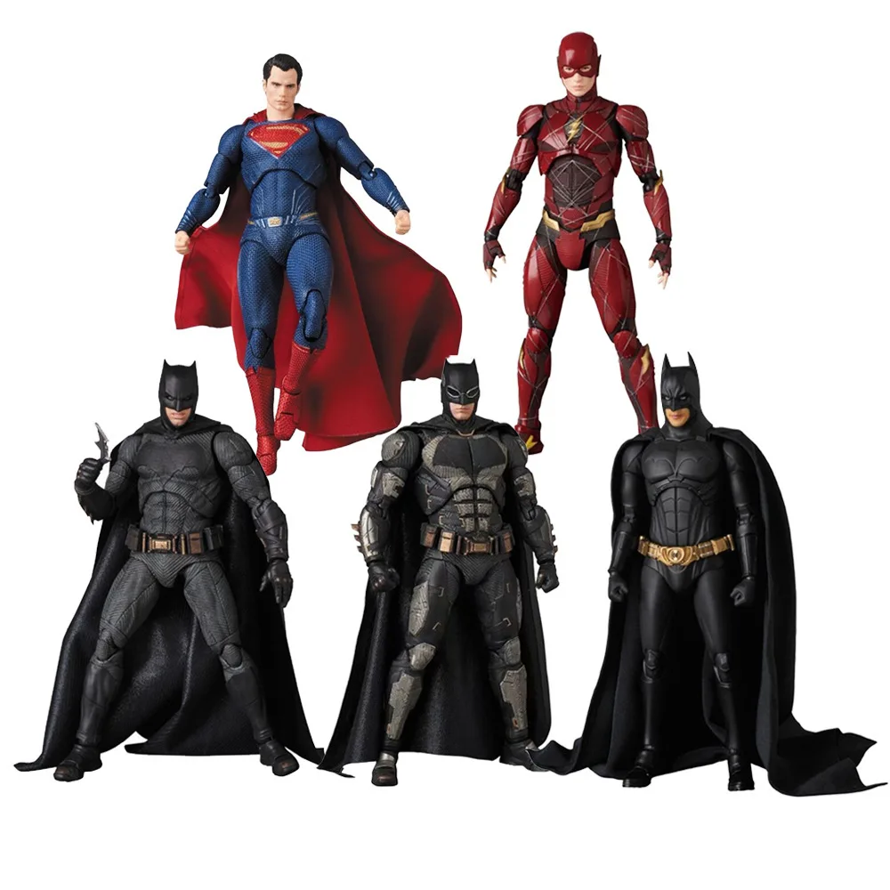 17Cm Mafex Justice League Figure Dark Batman 058 Batman 049 Flash Superman Anime Figure Model Statue Doll Decration Toys Gift