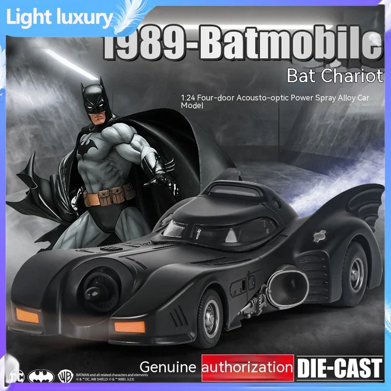 Hot Toys 1:24 Toy Vehicle Anime Figure Batman Simulation 1989 Batmobile Modello In Lega Sound And Light Metal Pull Back Cars Gift