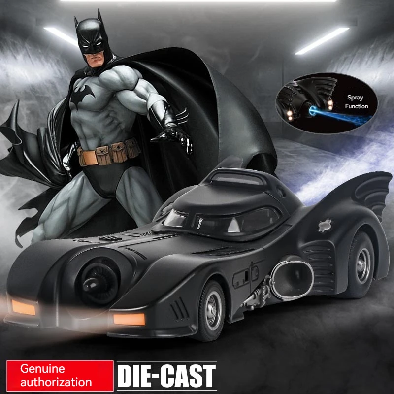 Hot Toys 1:24 Toy Vehicle Anime Figure Batman Simulation 1989 Batmobile Modello In Lega Sound And Light Metal Pull Back Cars Gift